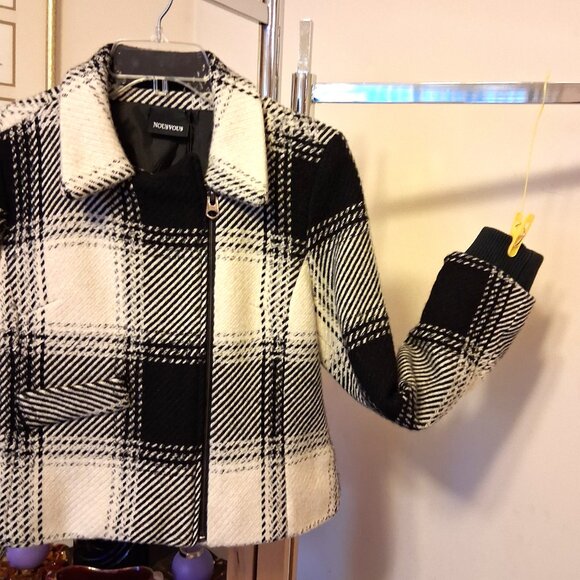 NWT NOUSVOUS Women's Black White Lined Blazer Zip Blazer Jacket Size M 10 - Picture 16 of 16